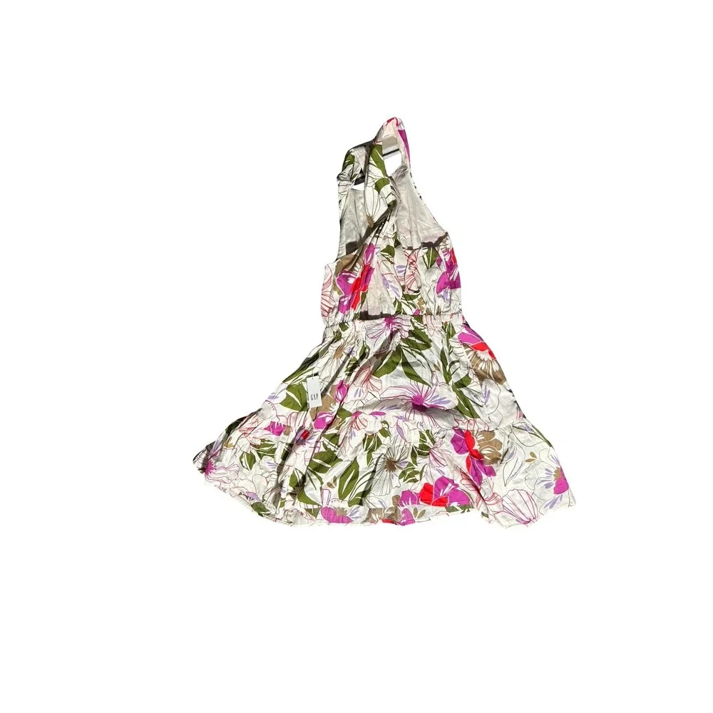 Gap Kids Girls Floral Halter Dress Pink Green White Cotton XS 429567-00-1